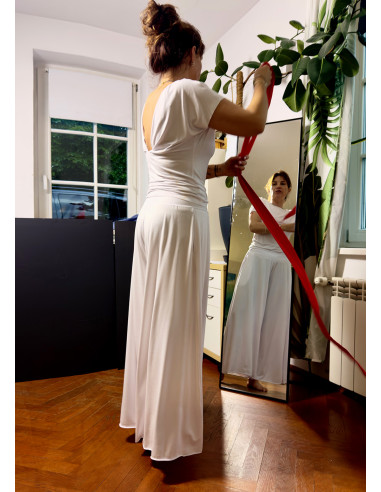 PERFETTO białe szerokie spodnie z...